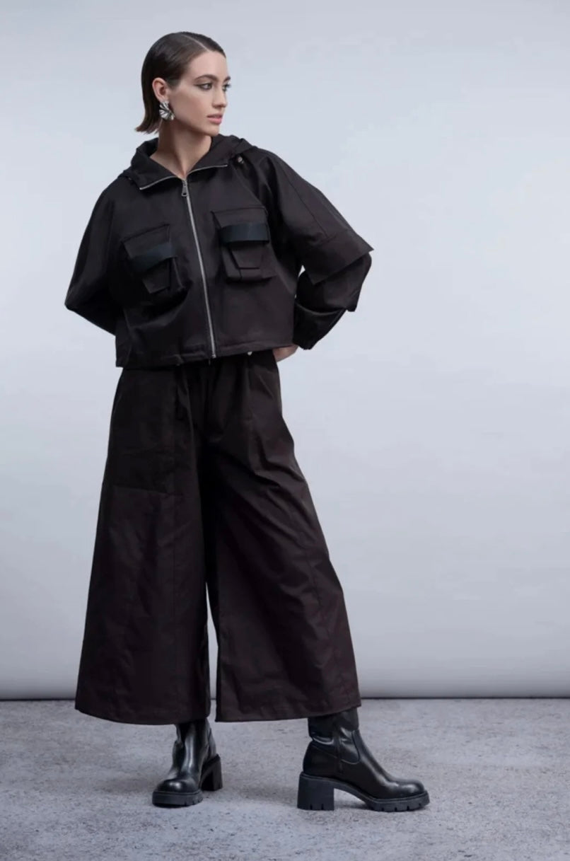 Haako Black Hooded Utility Jacket – H2007