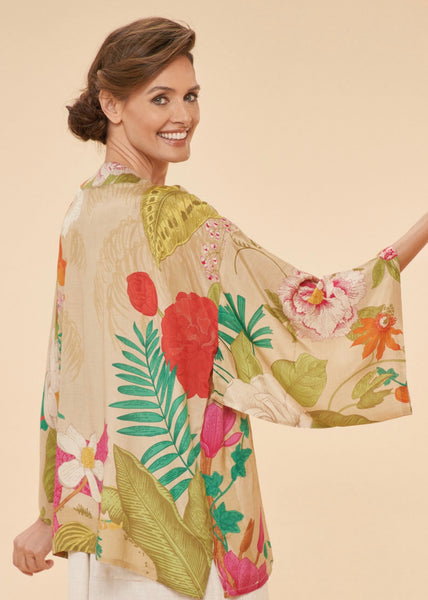 Powder - Tropical Flora and Fauna Kimono Jacket in Coconut - Colour Coconut