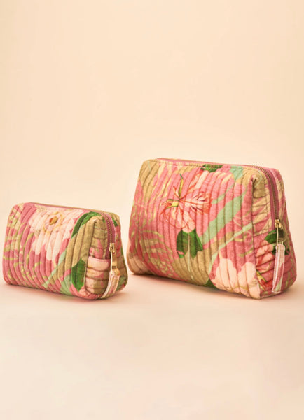 Powder - Large Quilted Washbag - Delicate Tropical, Candy
