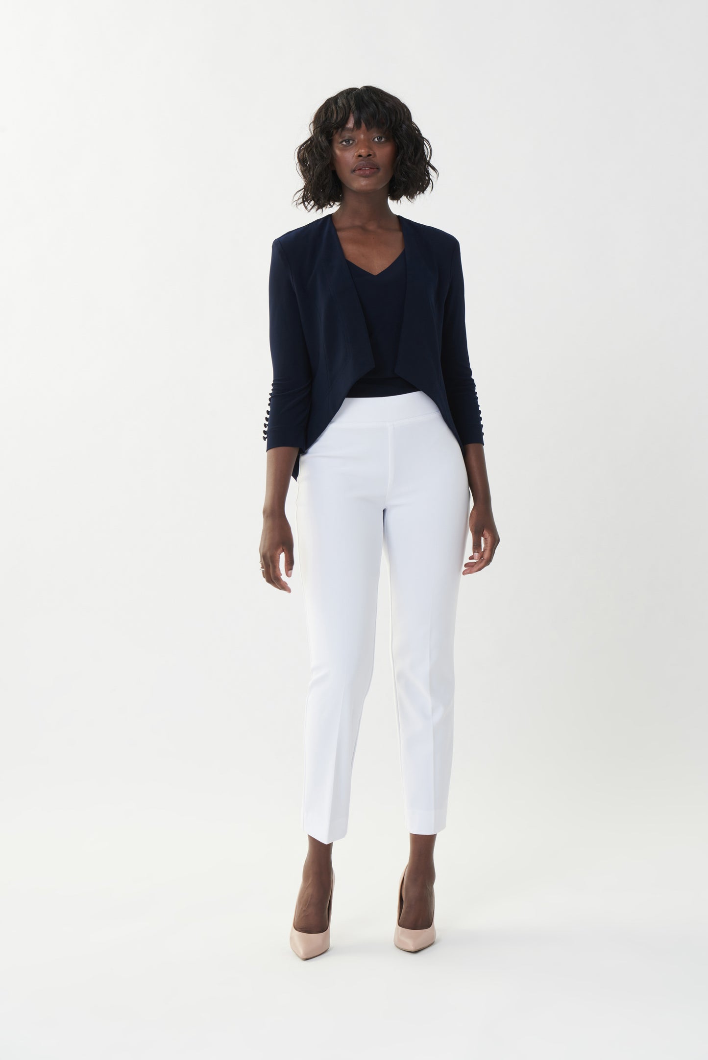 143105NOS Joseph Ribkoff Crop Flared Vanilla Trousers