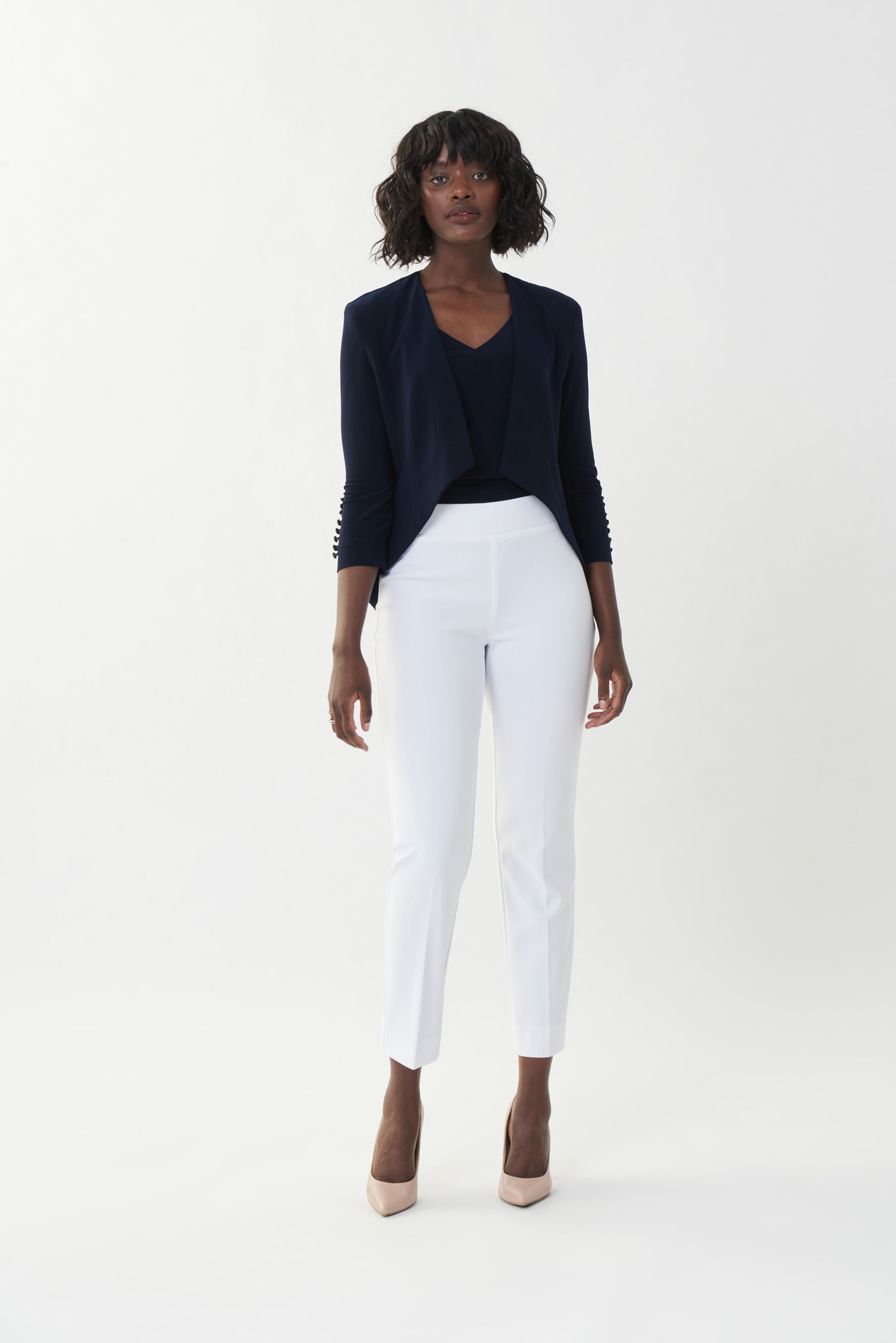 143105NOS Joseph Ribkoff Crop Flared Vanilla Trousers