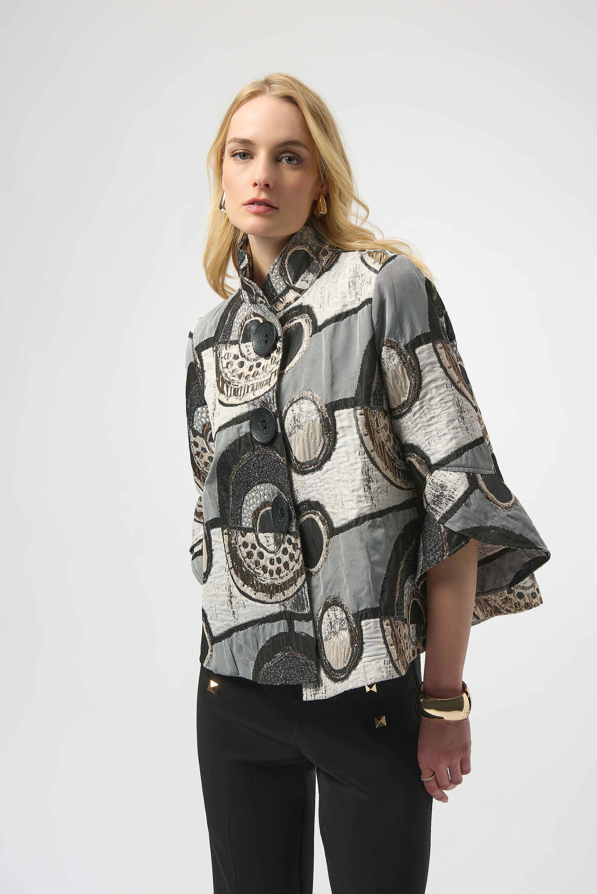 Joseph Ribkoff Abstract Jacquard Trapeze Jacket
254003