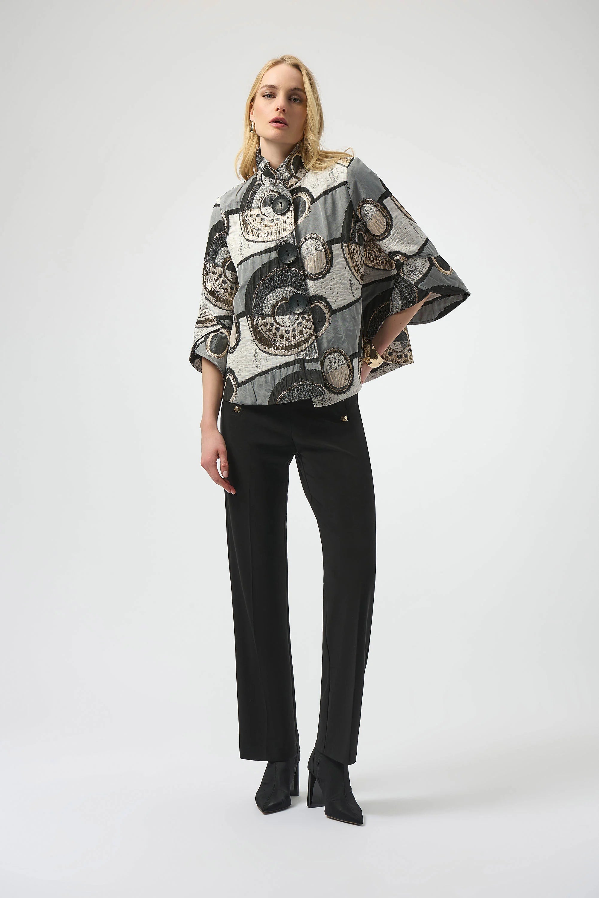 Joseph Ribkoff Abstract Jacquard Trapeze Jacket
254003