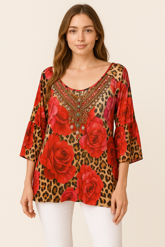Malissa J Rose Leopard Print Tunic Top – One Size | Beach to Bar Chic