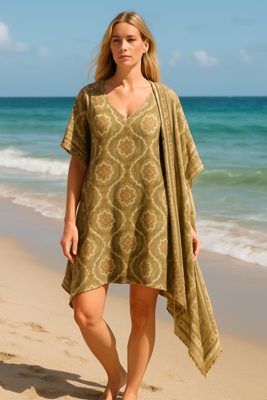 Malissa J Beach Kaftan & Coordinating Scarf – Resort Wear | One Size