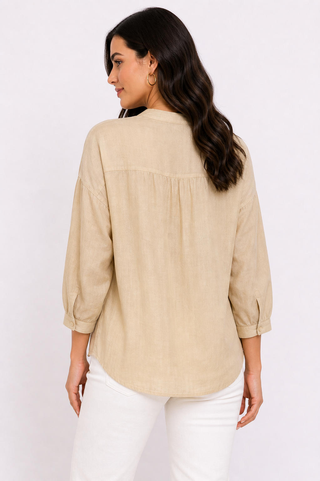 Malissa J Appliqué Flower Shirt – Beige | One Size