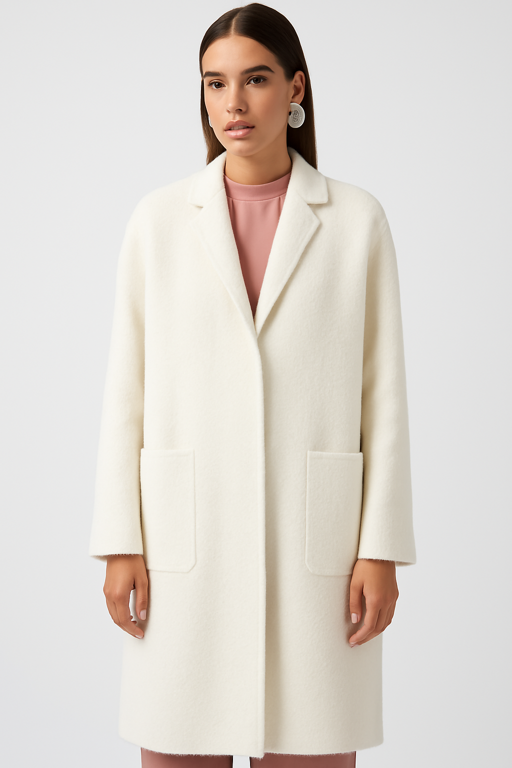 Joseph Ribkoff Feather Yarn and Faux Fur Sweater Coat
243923F25 in Winter White