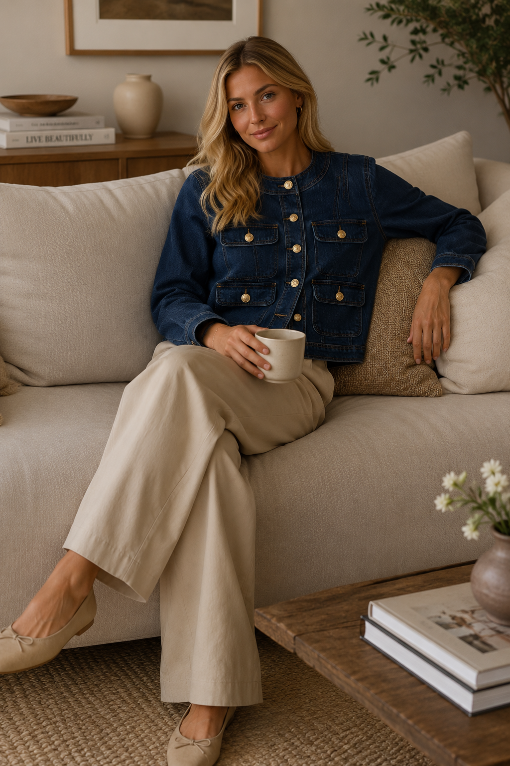 Amara Reya Stretch Denim Utility Jacket – Dark Wash | Sizes 10–16