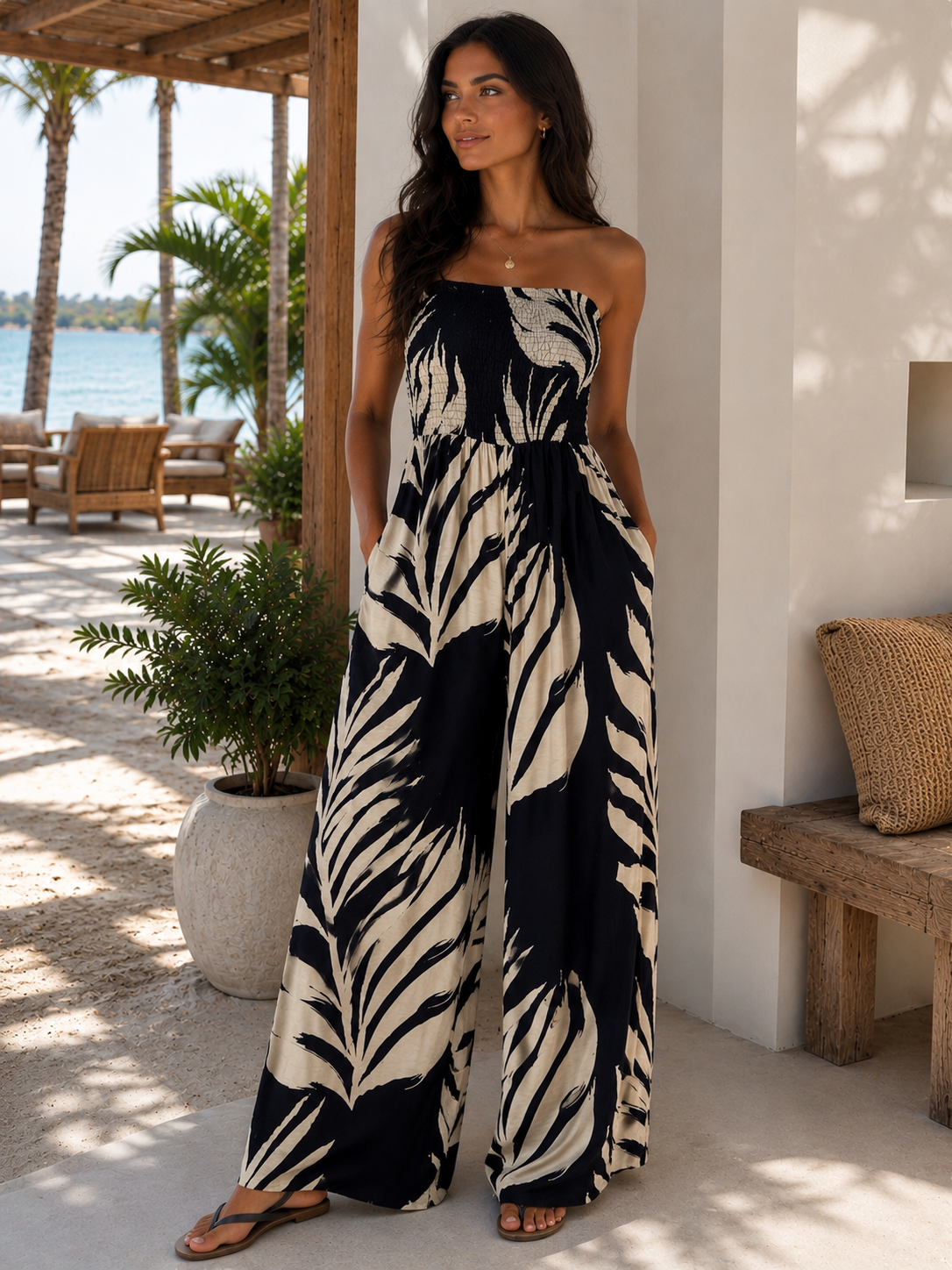 Navy & Cream Jumpsuit Style CC2705