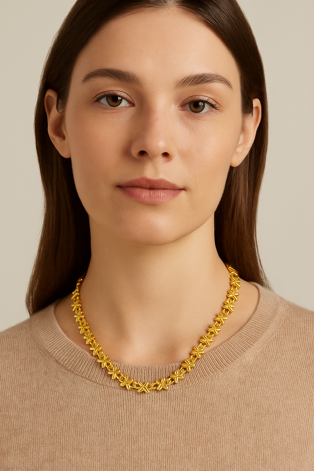 Envy Jewellery 4557/GD/N/N – Short Gold Cross Design Necklace