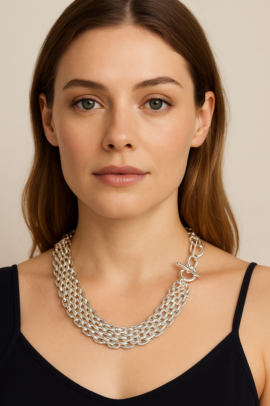 Envy Jewellery 4315/SL/N/N – Silver Popcorn Chain Collar Necklace with T-Bar Fastening