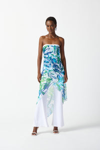 242024 Joseph Ribkoff Mesh And Silky Knit Tropical Print Jumpsuit S/S 2024