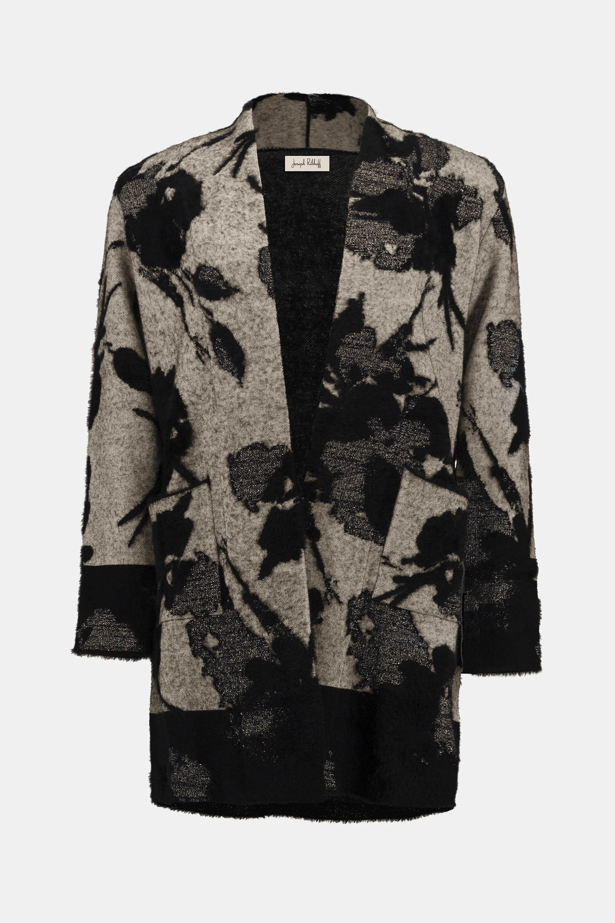 Abstract Jacquard Sweater Knit Long Cardigan