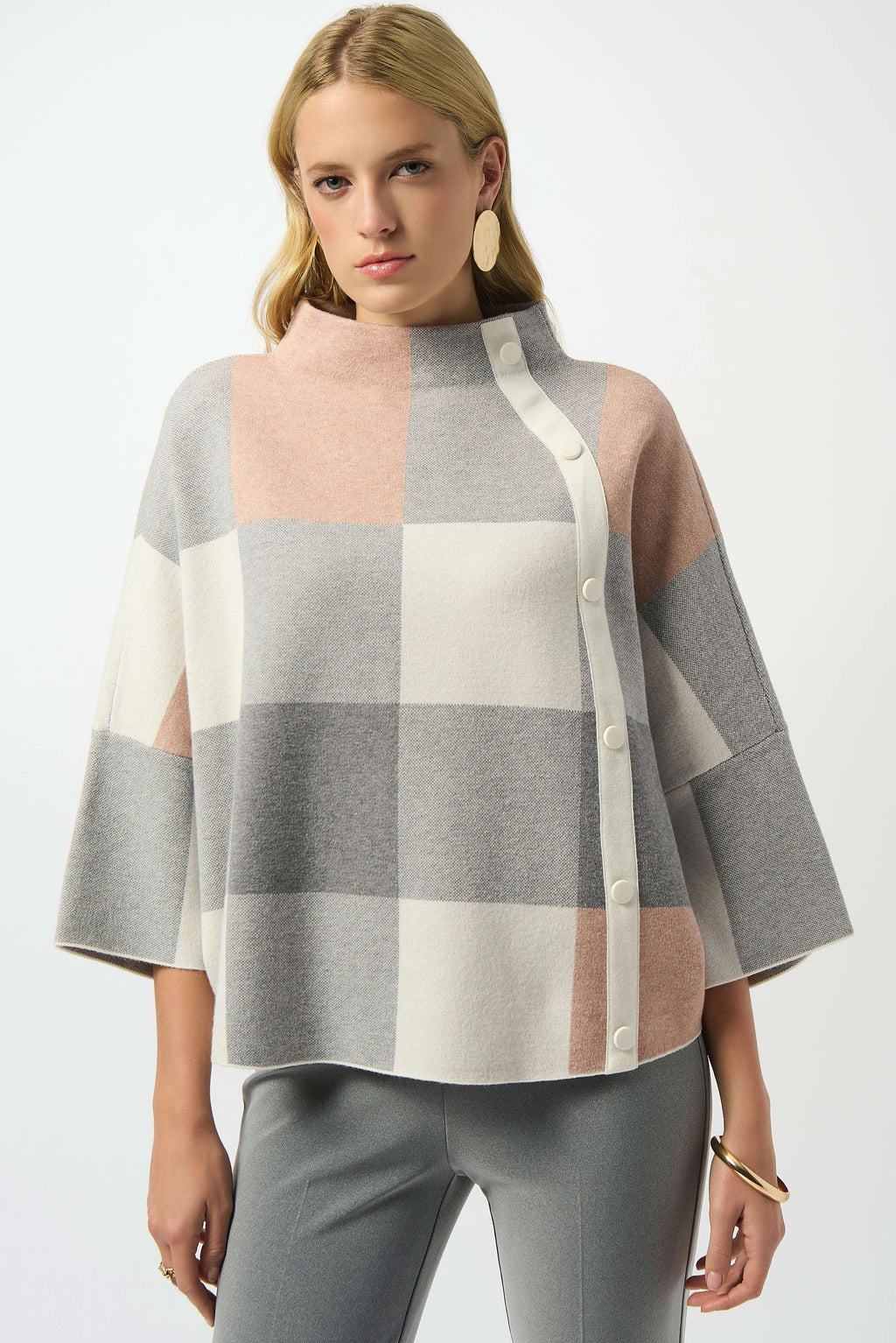 Plaid Jacquard Sweater Knit Top
243948F25