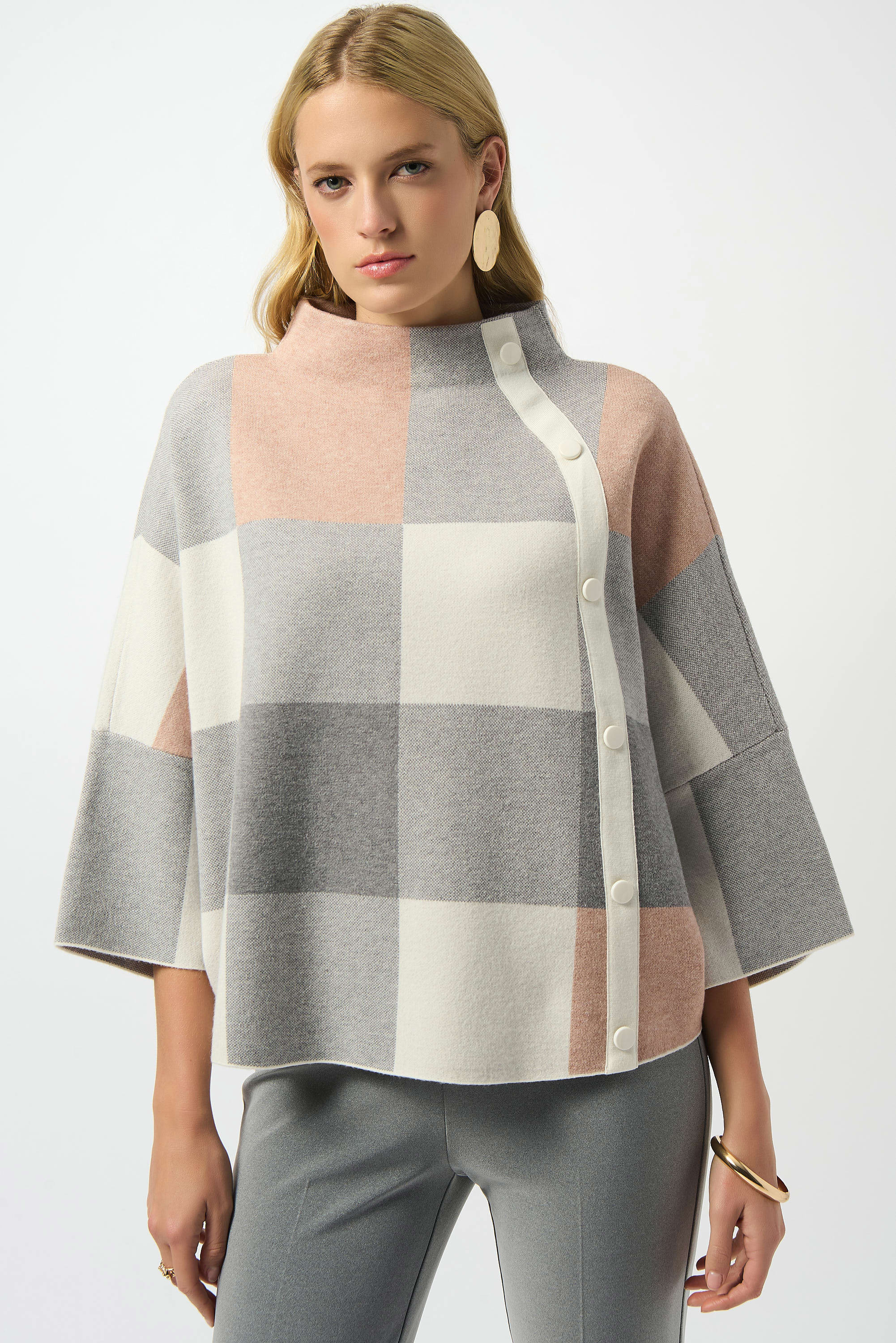Plaid Jacquard Sweater Knit Top
243948F25