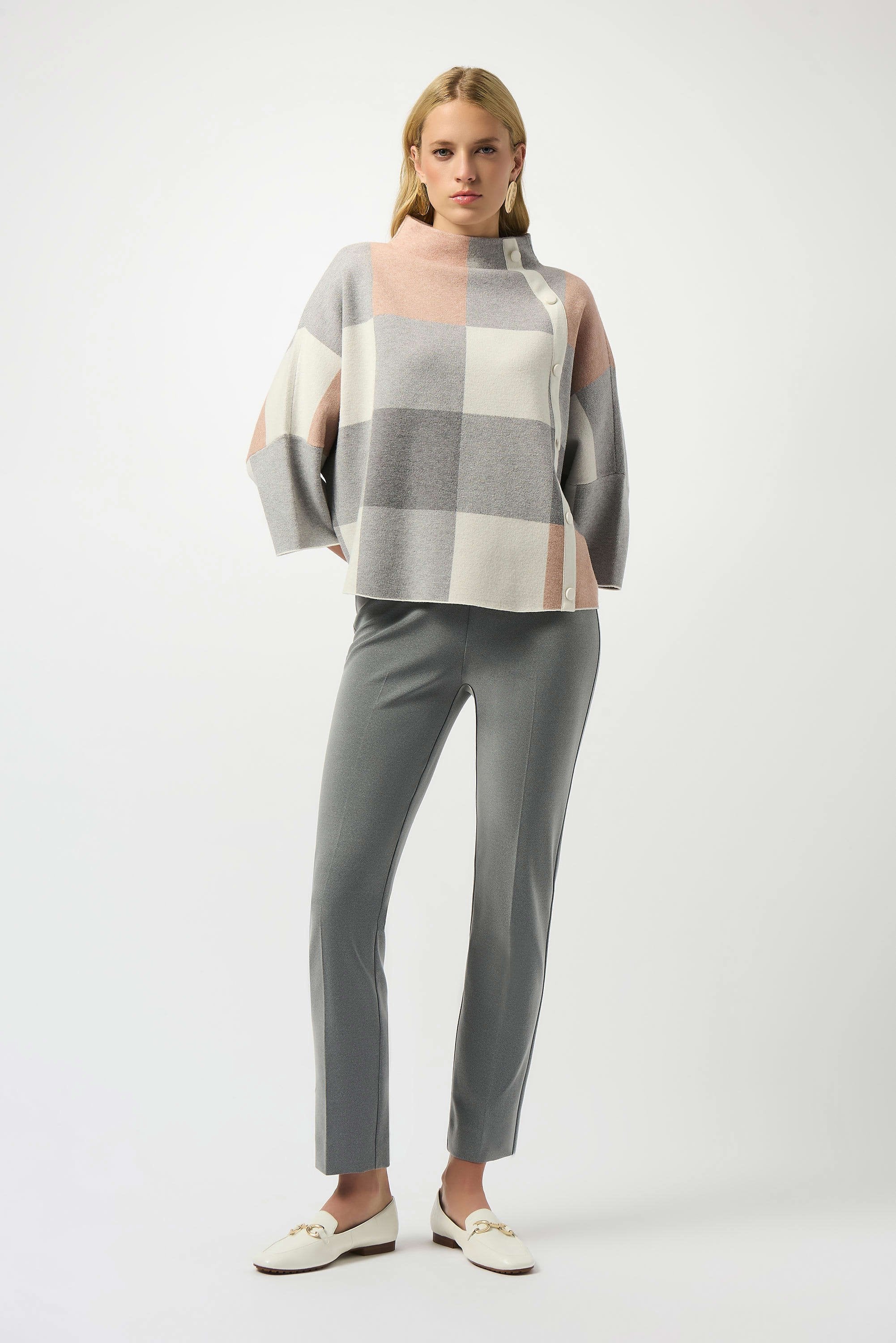 Plaid Jacquard Sweater Knit Top
243948F25