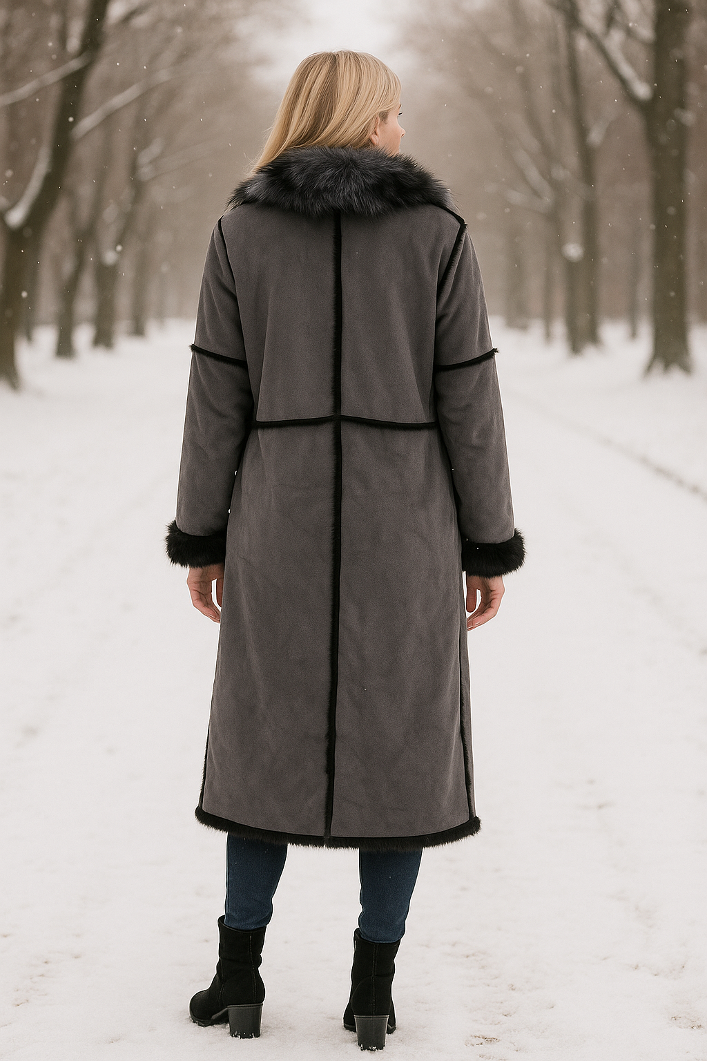 Malissa J Reversible Faux Fur Coat – Grey/Black (Style GC21345)