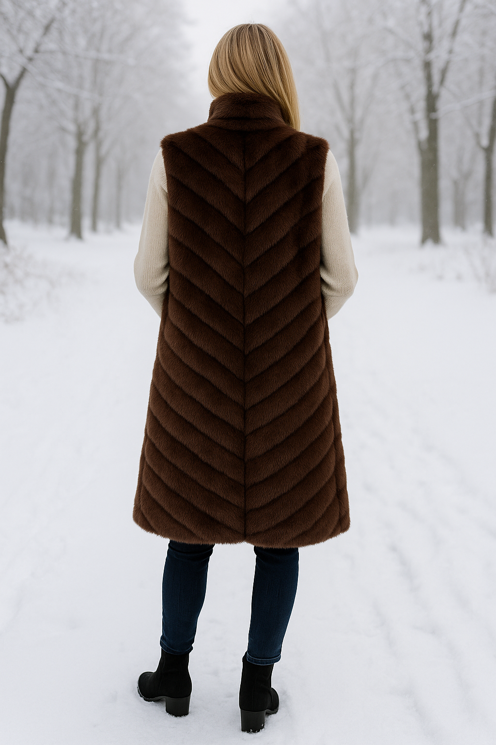 Malissa J Faux Fur Gilet – Stone or Dark Brown (Style GC20333) One Size