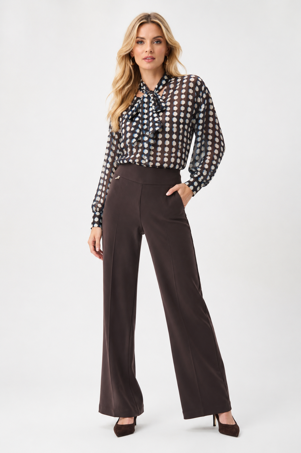 Joseph Ribkoff Silky Knit Wide-Leg Pull-On Pants
263074 Mocha