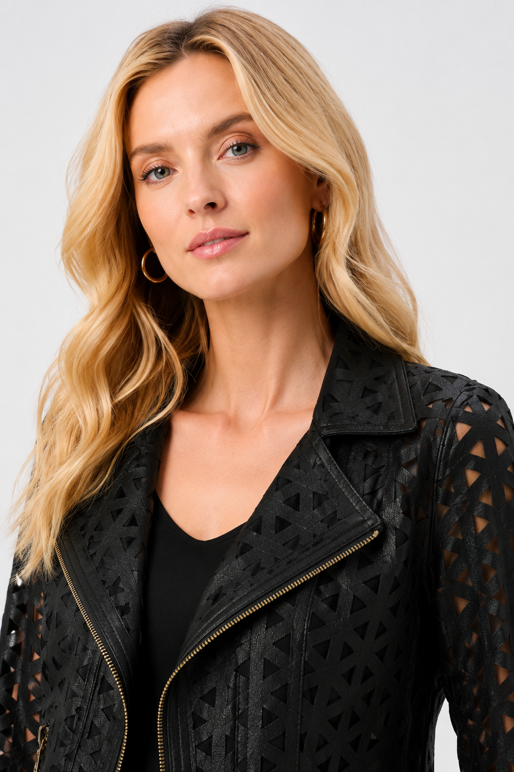Joseph Ribkoff Foiled Faux Suede And Mesh Moto Jacket
263910