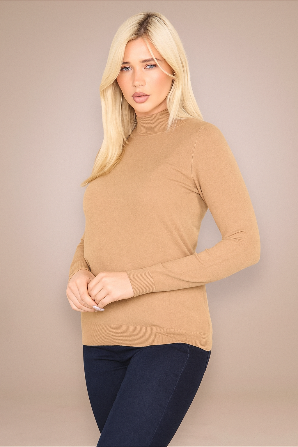 Kurt Muller Fine Knit Turtle Neck Sweater Available in Red, Navy Blue, Oyster, Maroon, Light Grey, Black, Camel