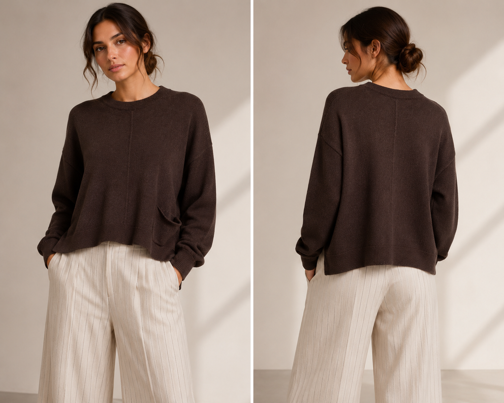 SOHO-t BRINA Sweater – Cream & Chocolate Brown