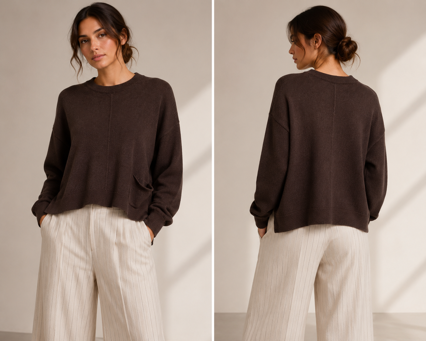 SOHO-t BRINA Sweater – Cream & Chocolate Brown