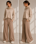 SOHO-t POLA Wide Leg Pants – Caramel | Italian Jersey Trousers