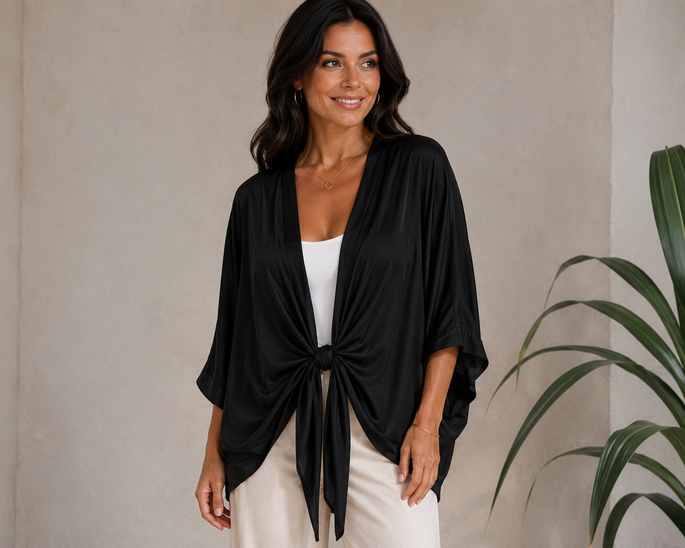 Tempest ST-PARISA Tie Front Satin Feel Cover Up