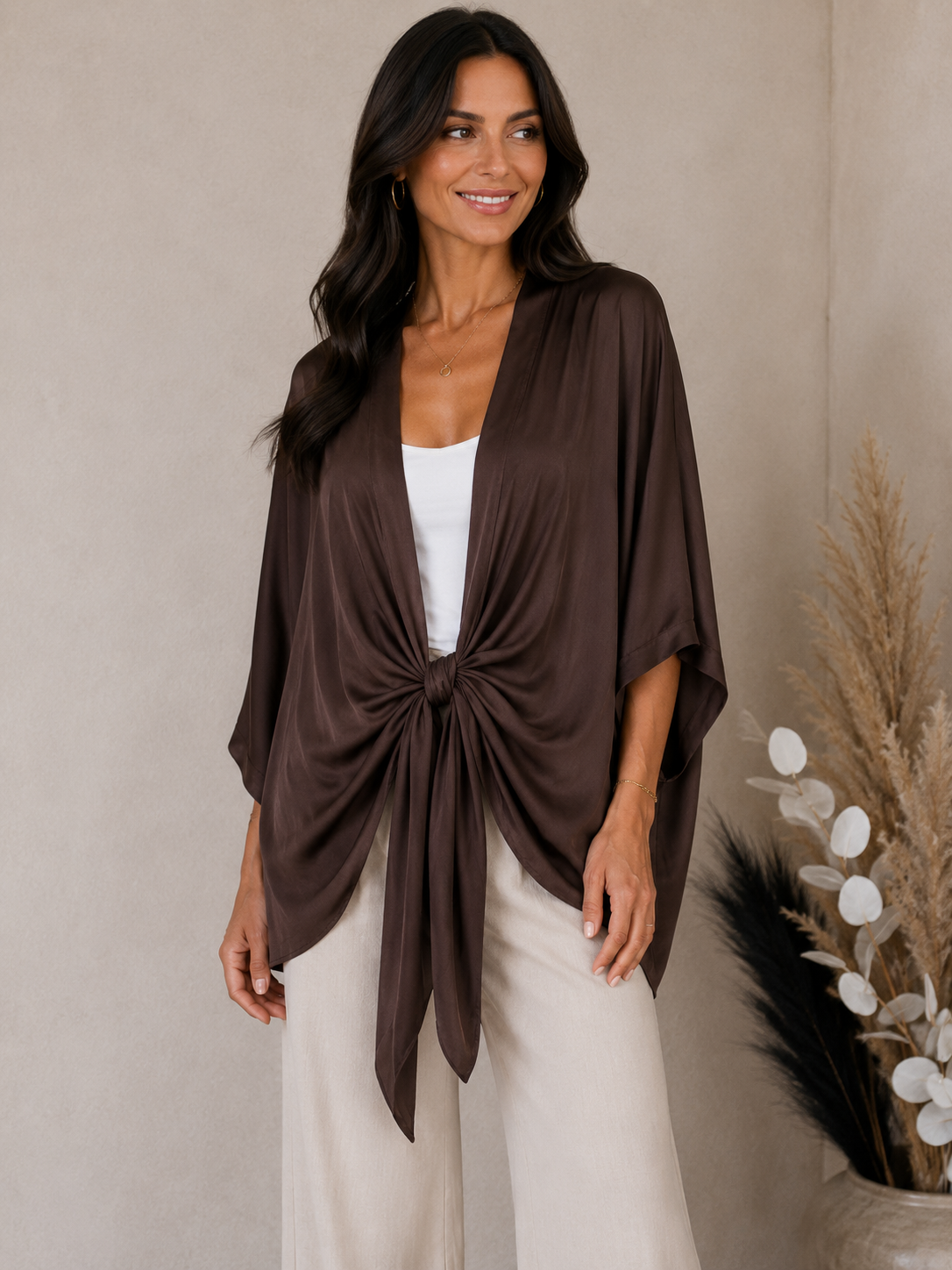 Tempest ST-PARISA Tie Front Satin Feel Cover Up