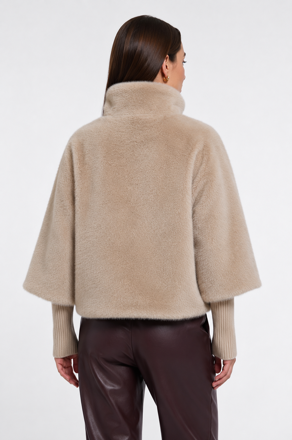 RINO & PELLE NESRIN FAUX FUR JACKET WITH RIBBED CUFFS
