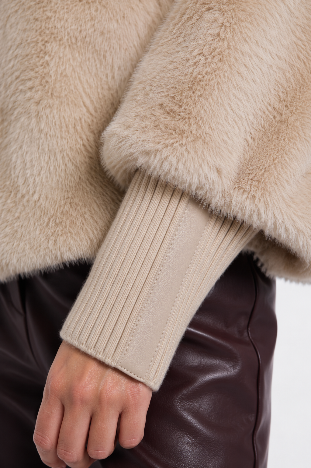 RINO & PELLE NESRIN FAUX FUR JACKET WITH RIBBED CUFFS