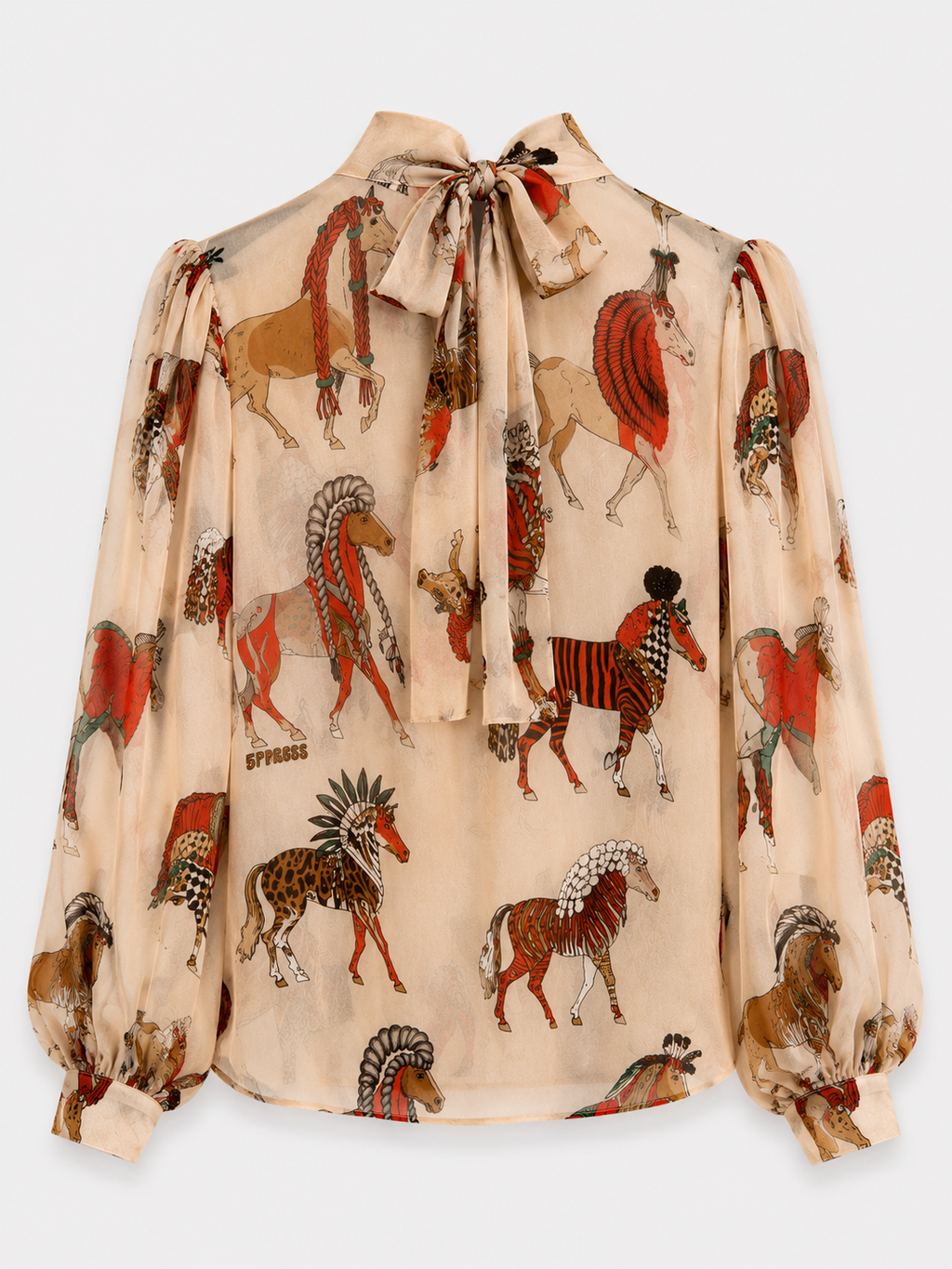 5 Progress Bow Shirt Chiffon – Horses Print