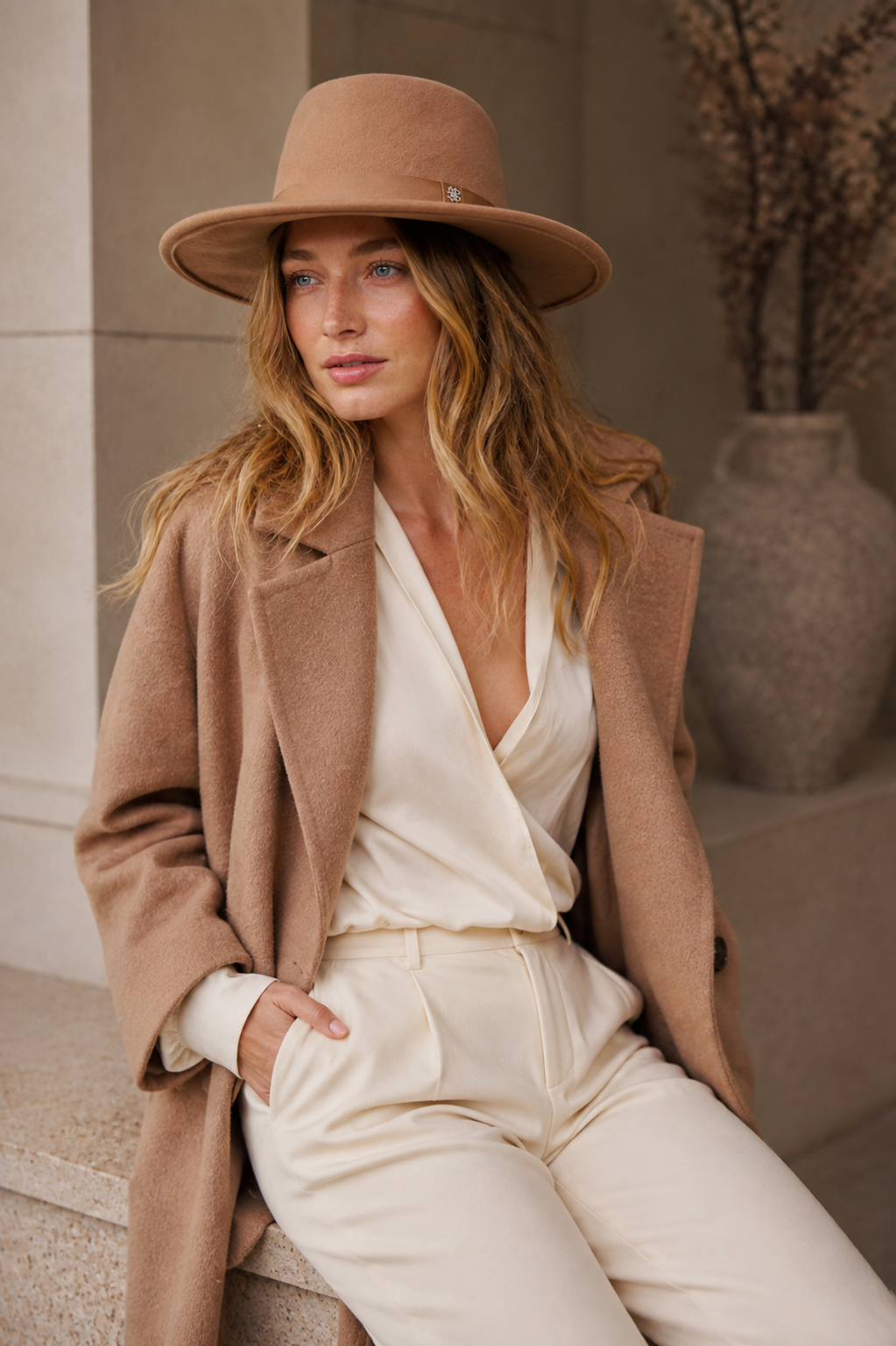 Rino & Pelle Valerio 100% Wool Felt Hat - Beige