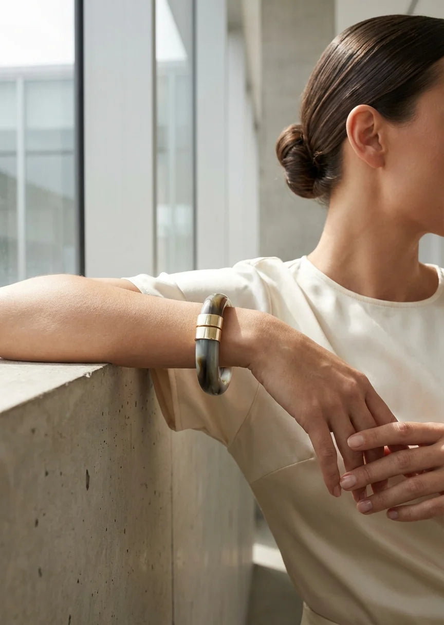 Envy 4716/GR/B/G Statement Bracelet – Grey & Gold with Complimentary Gift Packaging