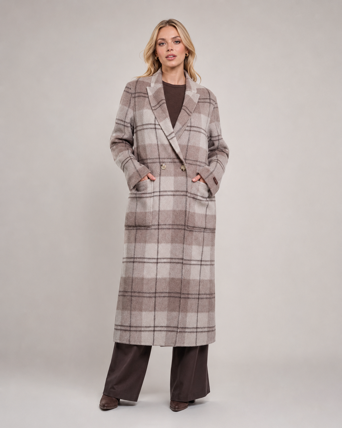 Rino & Pelle Adria Reversible Long Check Coat