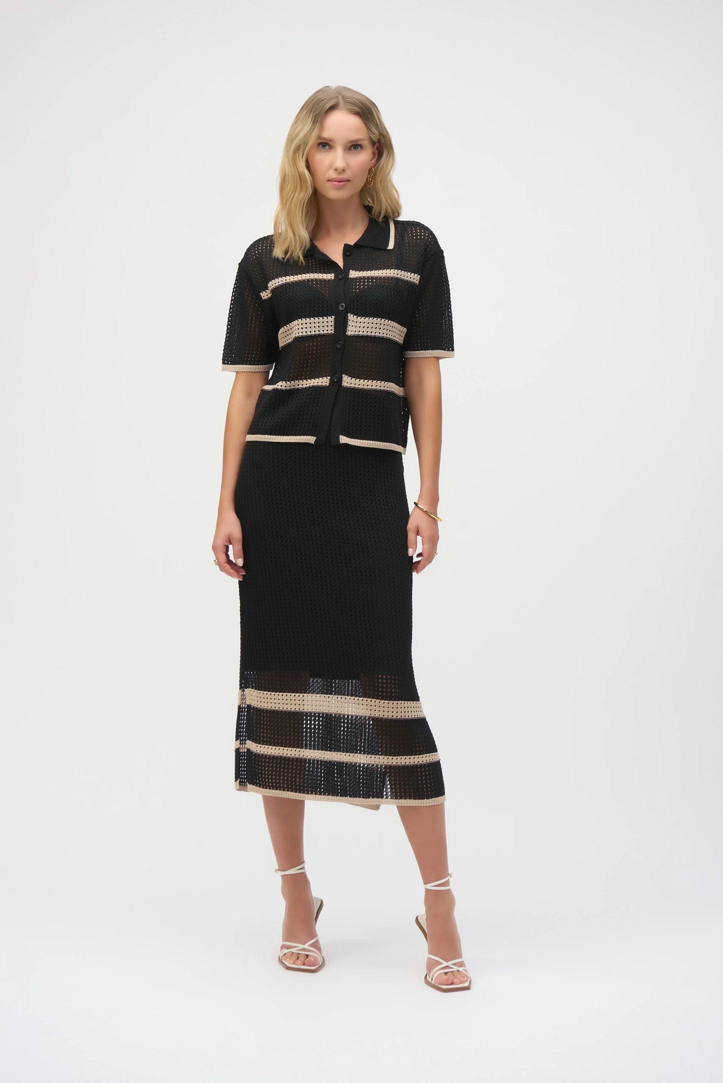 Joseph Ribkoff Sweater Knit Open Stitch Stripe Cover Up
252924