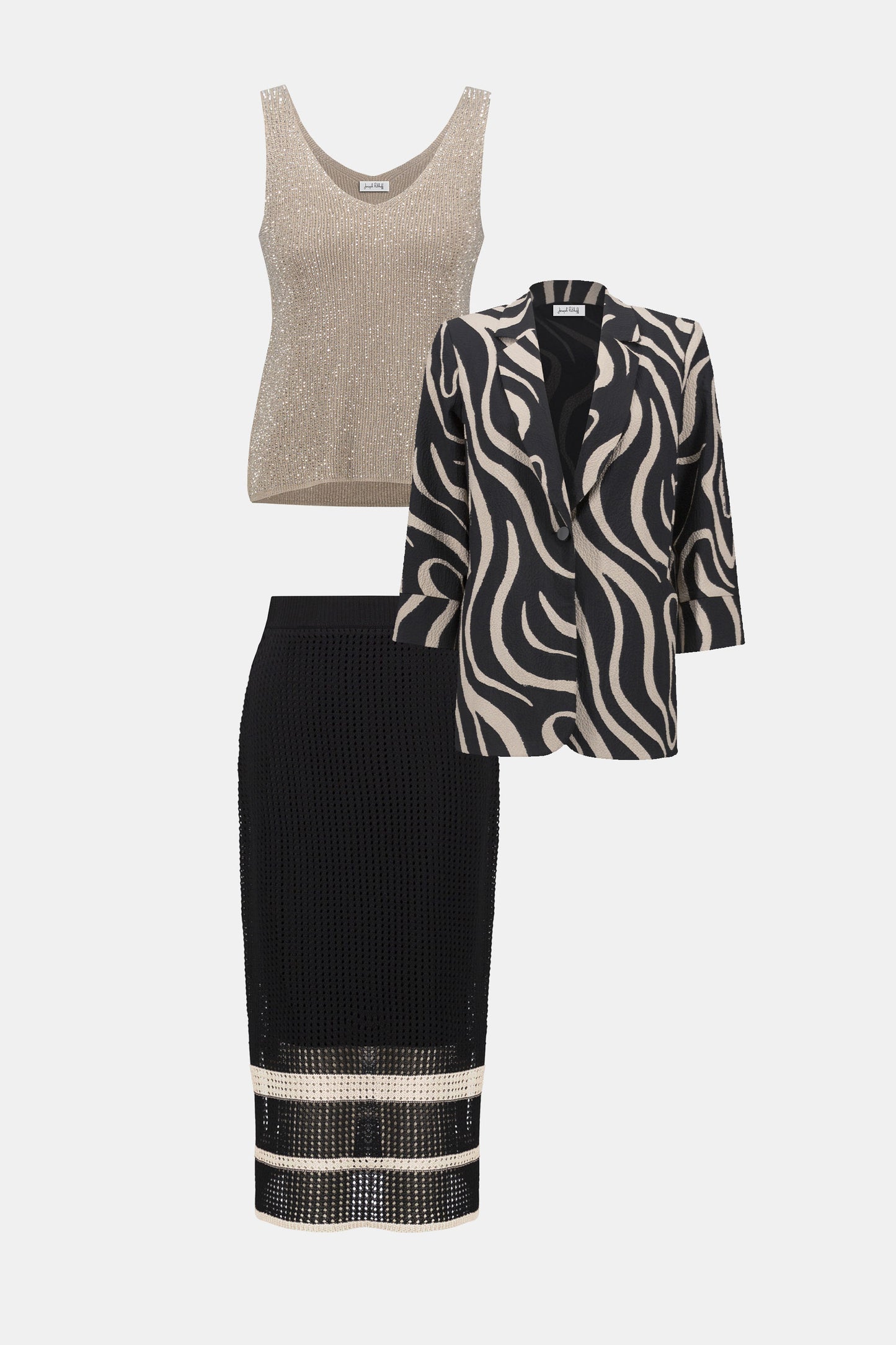 Joseph Ribkoff Sweater Knit Open Stitch Stripe Skirt
252923