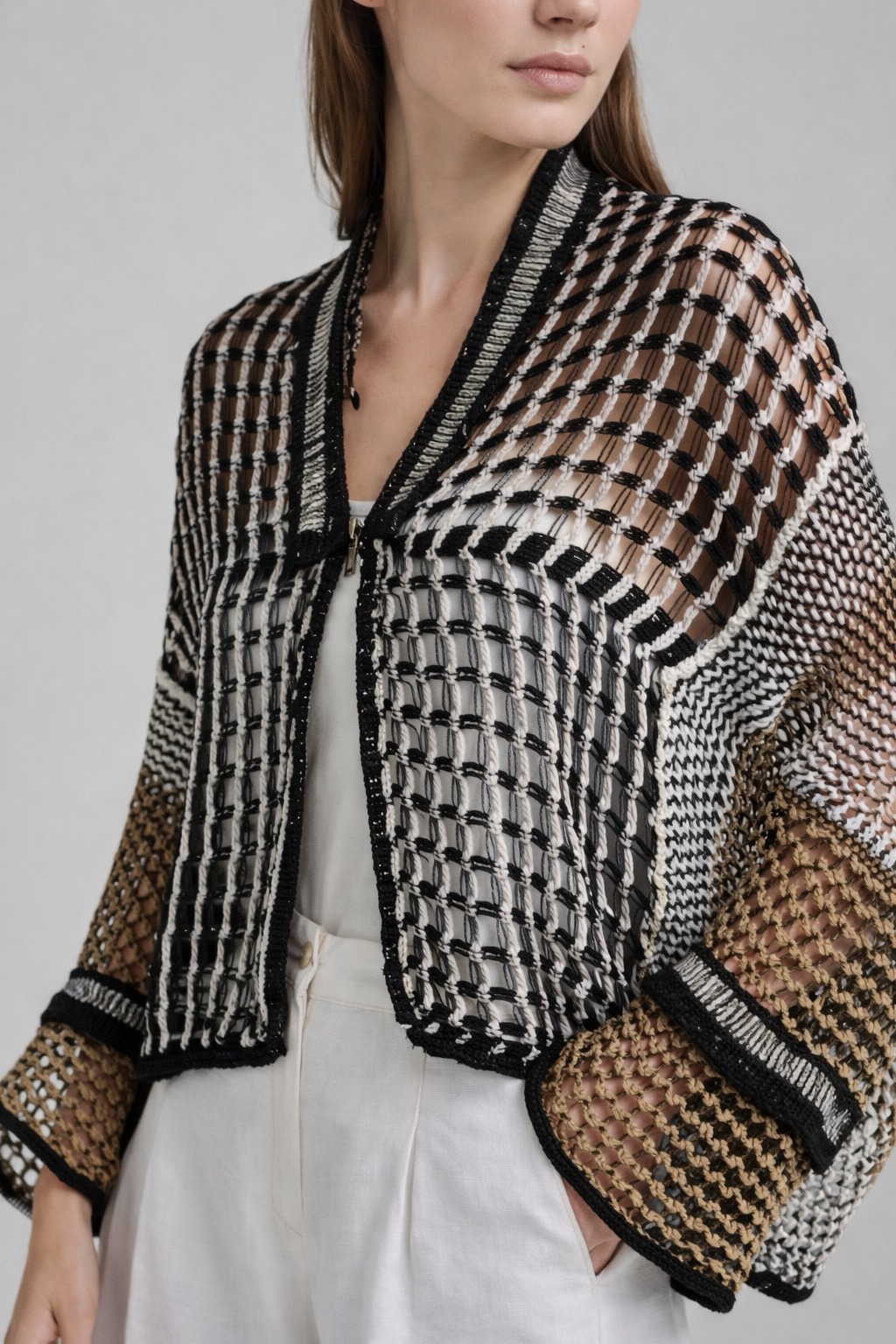 Tricot Chic Open-Knit Cardigan – Style U196