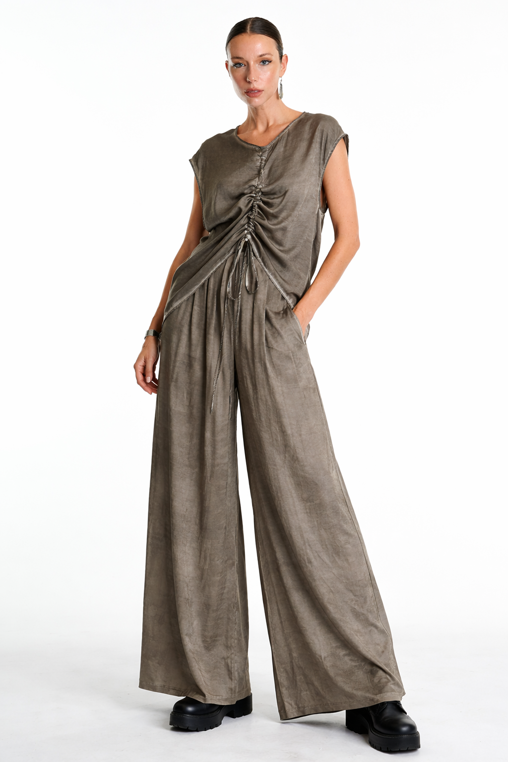 La Haine Inside Us Asymmetrical Viscose Satin Tunic – Style W5278
