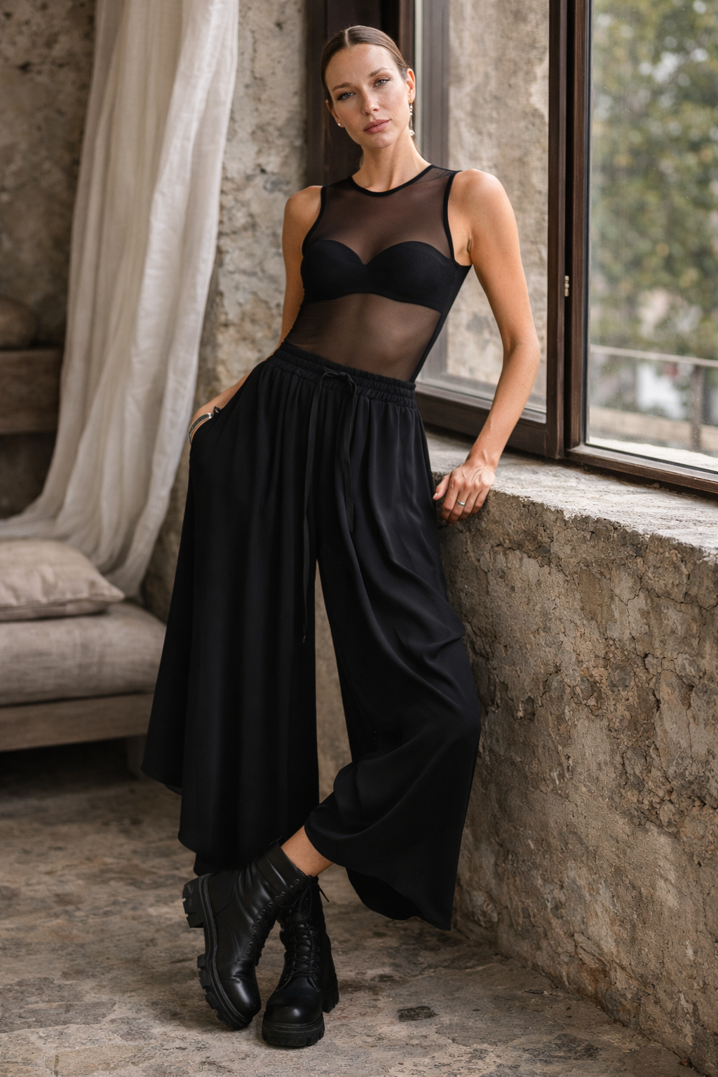La Haine Inside Us Asymmetric Over Wide Fluid Trousers – Style W5320