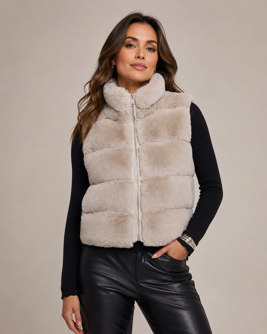 Rino & Pelle May Faux Fur Gilet – Stone
