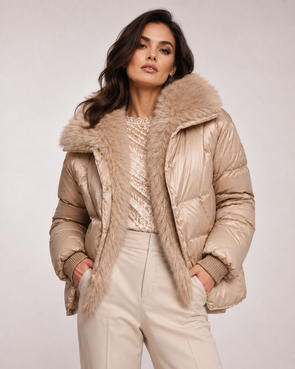 Rino & Pelle Sigi Padded Jacket With Faux Fur Trim