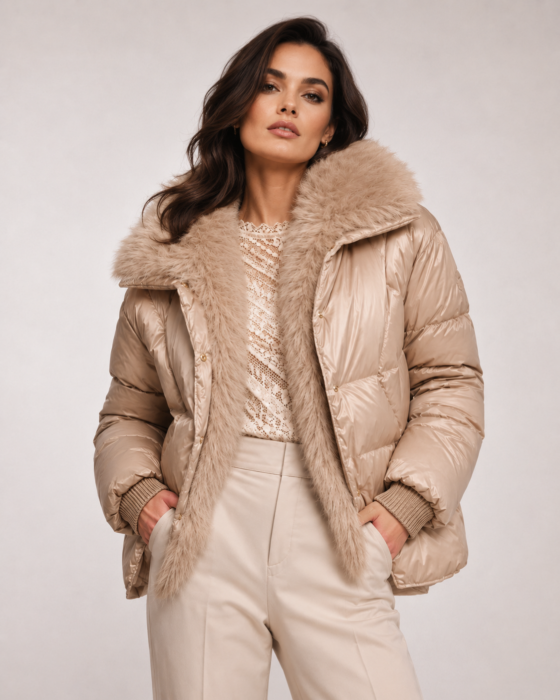 Sigi Padded Jacket With Faux Fur Trim