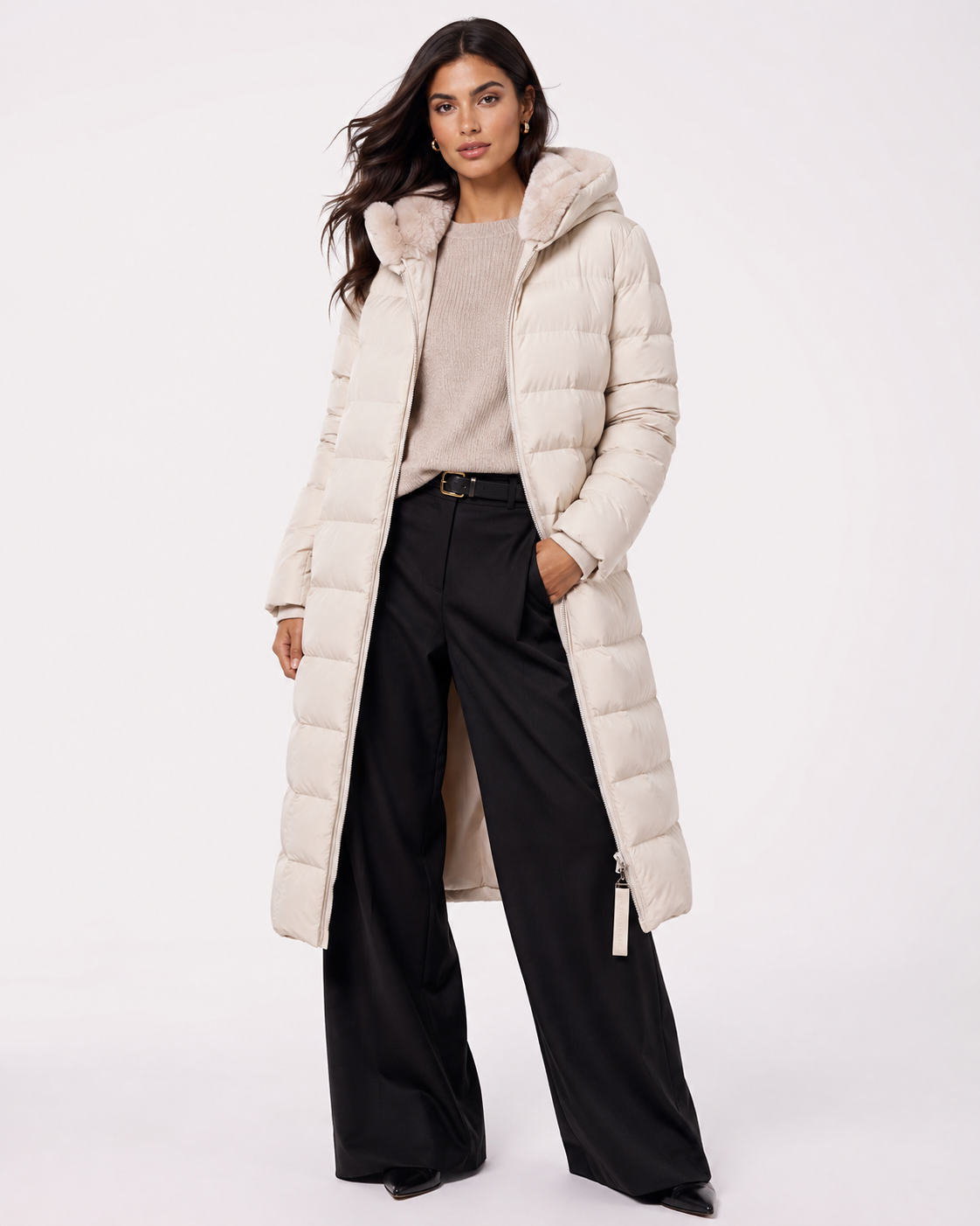 Hudson Padded Coat With Faux Fur Trim