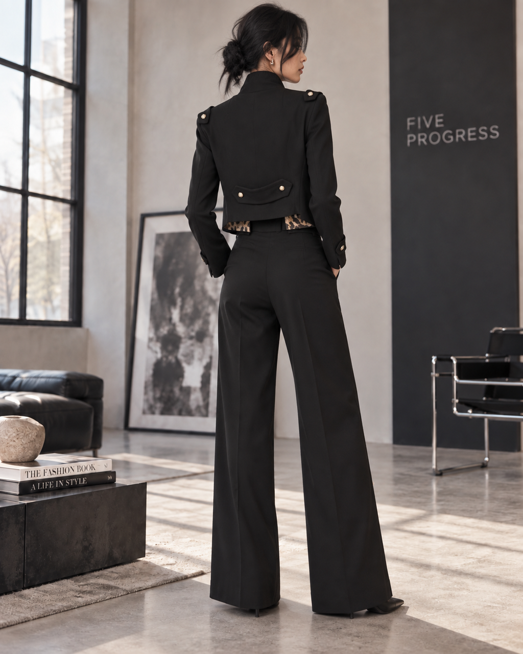 Five Progress Mariniere Black Wide-Leg Pants – Style 17106