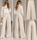 Tricot Chic Cream Wide-Leg Palazzo Trousers – Style Z774/100