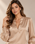 Rino & Pelle Champagne Satin Blouse Jaelynn