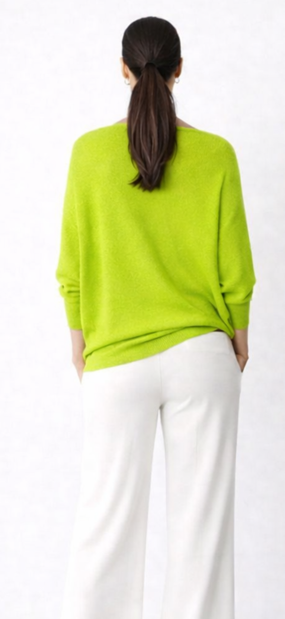 Alpini Made in Italy Asymmetrical Knit Sweater – Multi-Way Styling - Lime