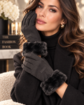 Rino & Pelle Danzo Faux Fur Trim Gloves – Black
